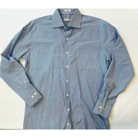 Peter Millar Other - Peter Millar Shirt Mens Med Blue Button Down Striped Diamond Long Sleeve Preppyy